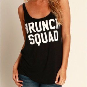 JESPER Brunch Squad Loose Fit Graphic Tank Top Scoop Neck Small